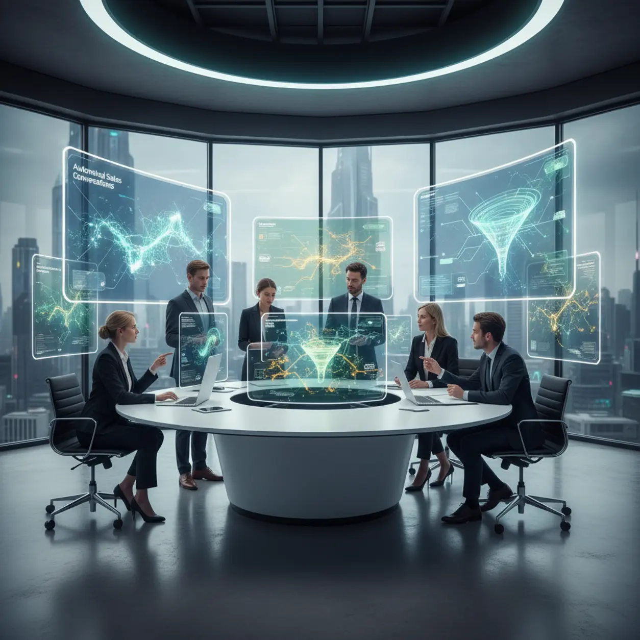 Nowoczesne biuro, AI, zróżnicowany zespół.
