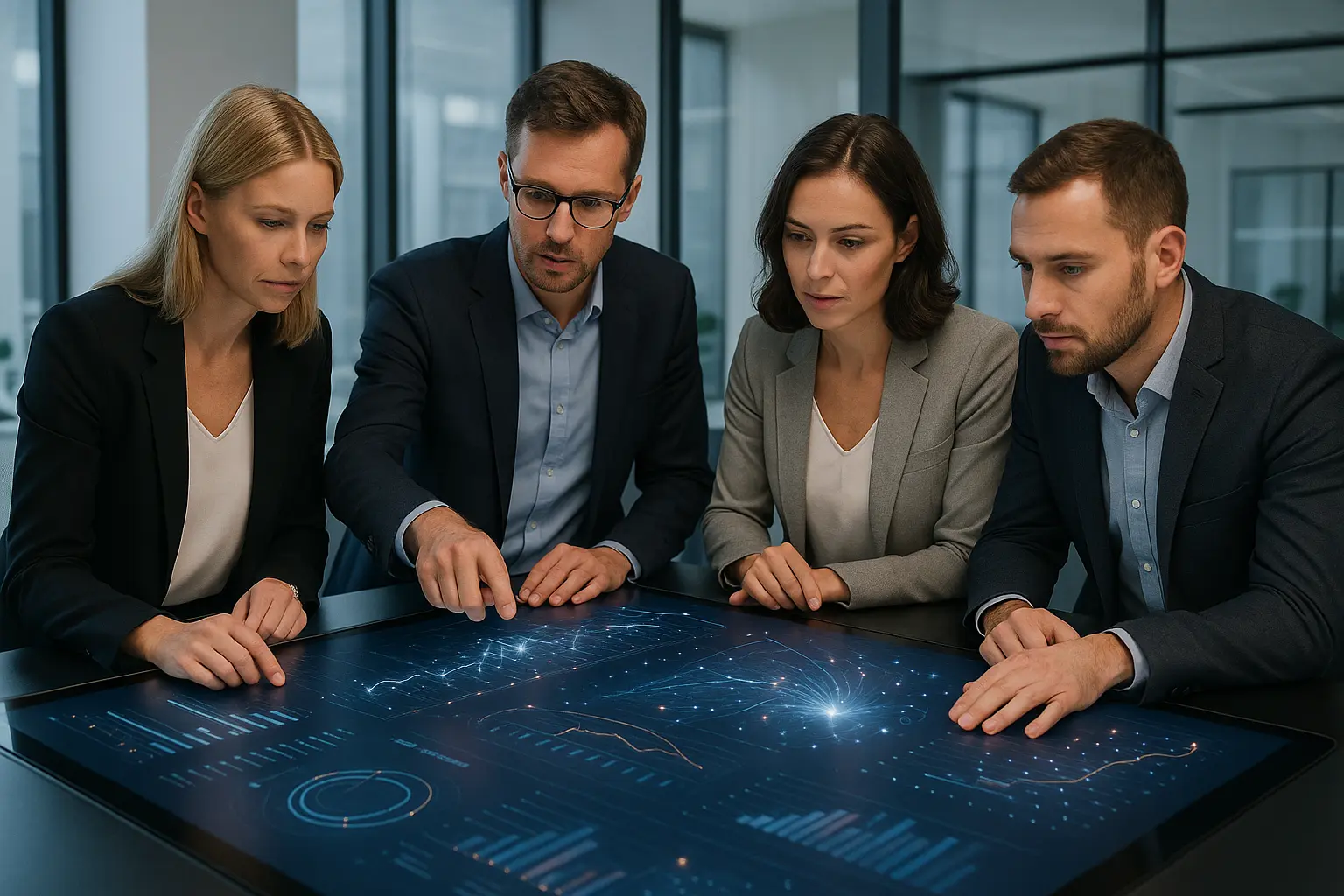 Modern office environment showing AI and collaboration.