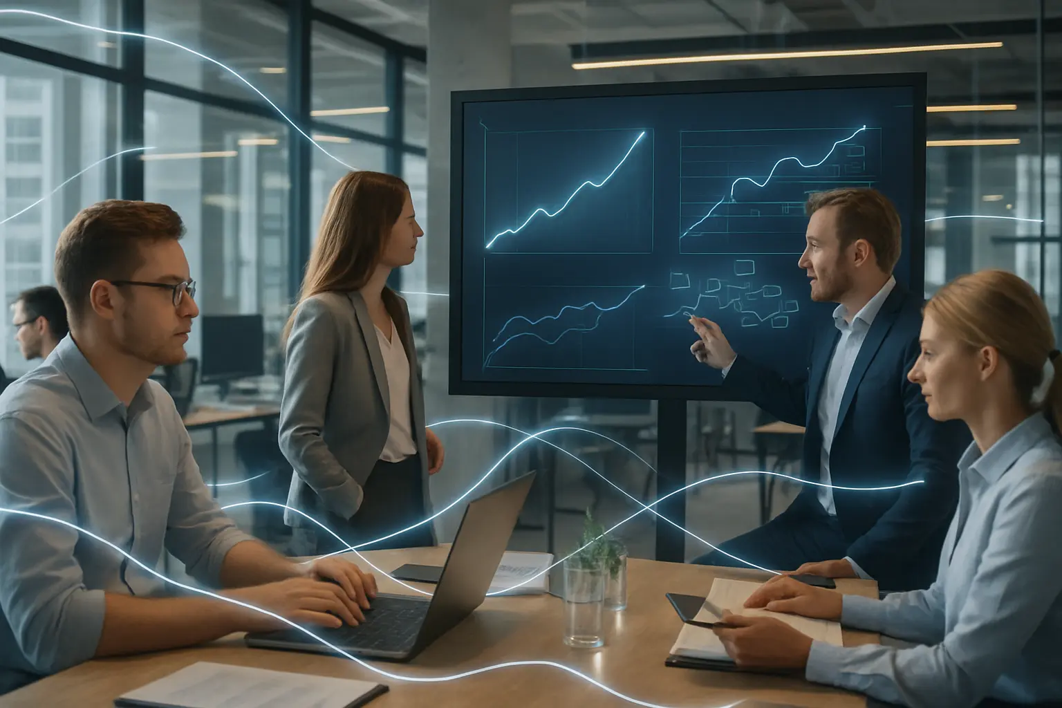 Nowoczesne biuro, automatyzacja, zorganizowany postęp.