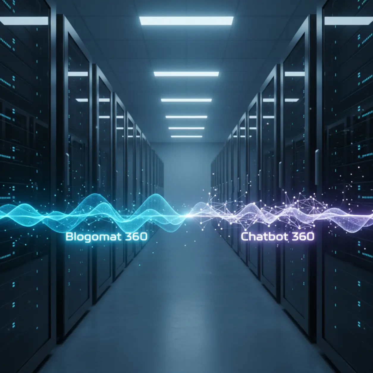 Futuristic server room with data