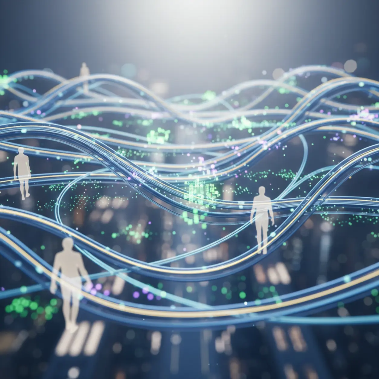 Abstract AI customer journey map.