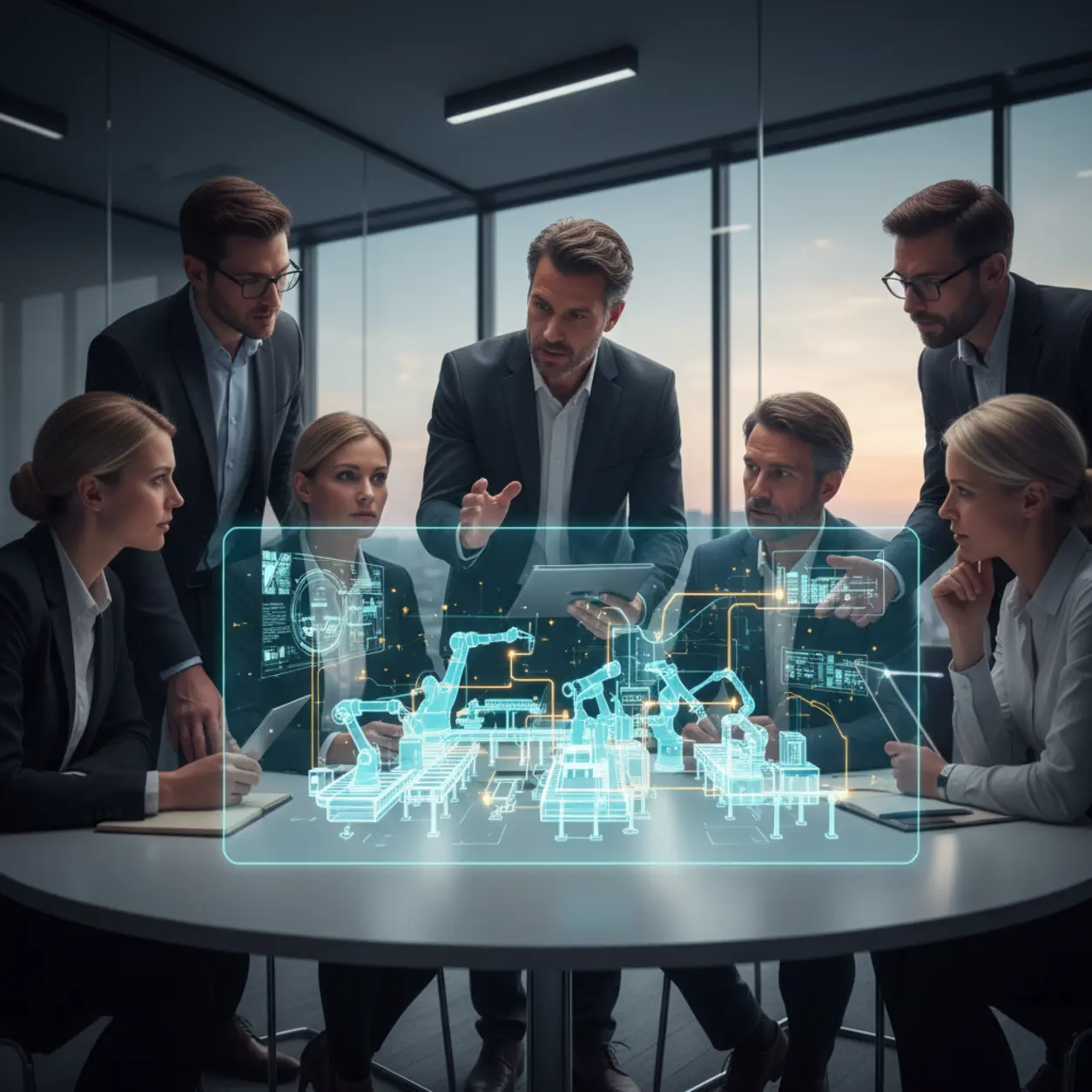 Innowacyjny zespół inżynierów przy holografii.
