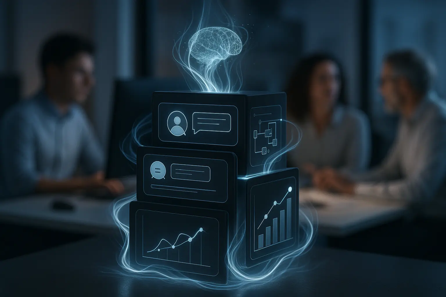 A modern AI marketing stack visualization.