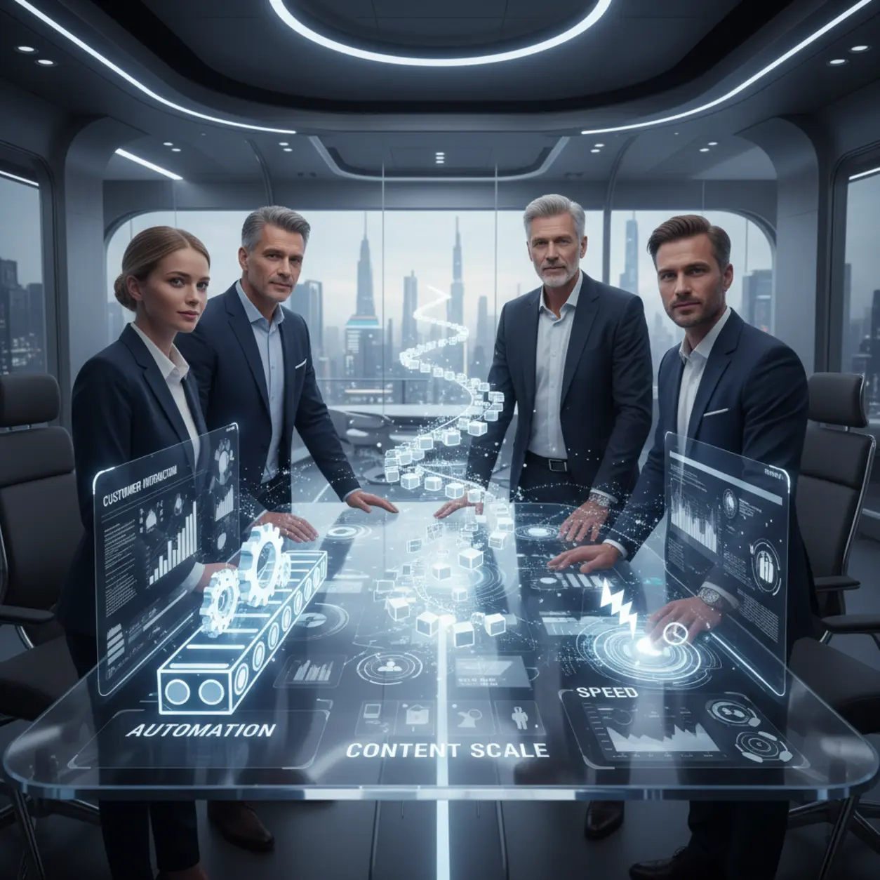 Modern office showcasing automation with a team of professionals.