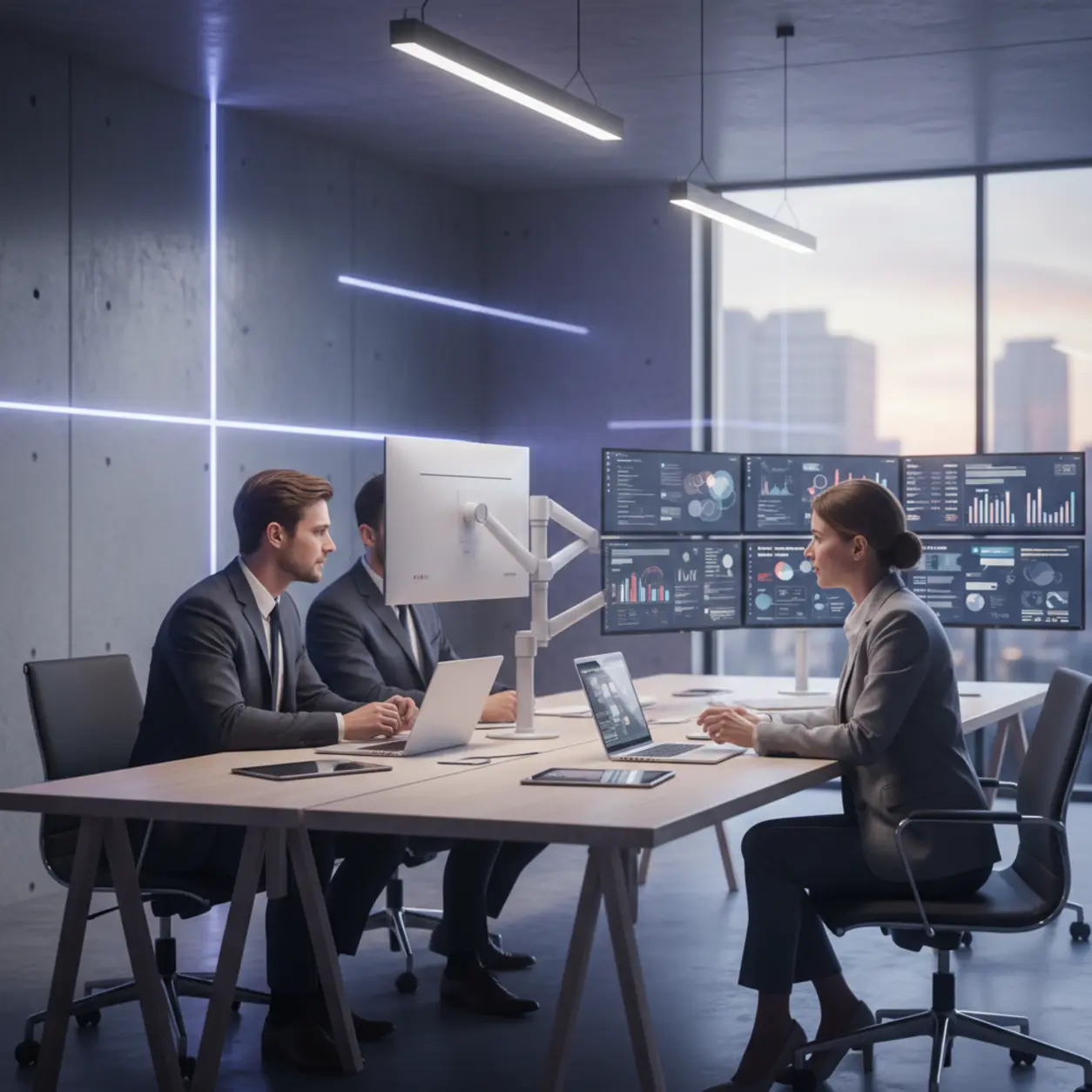 Nowoczesne biuro, dyskusja biznesowa.
