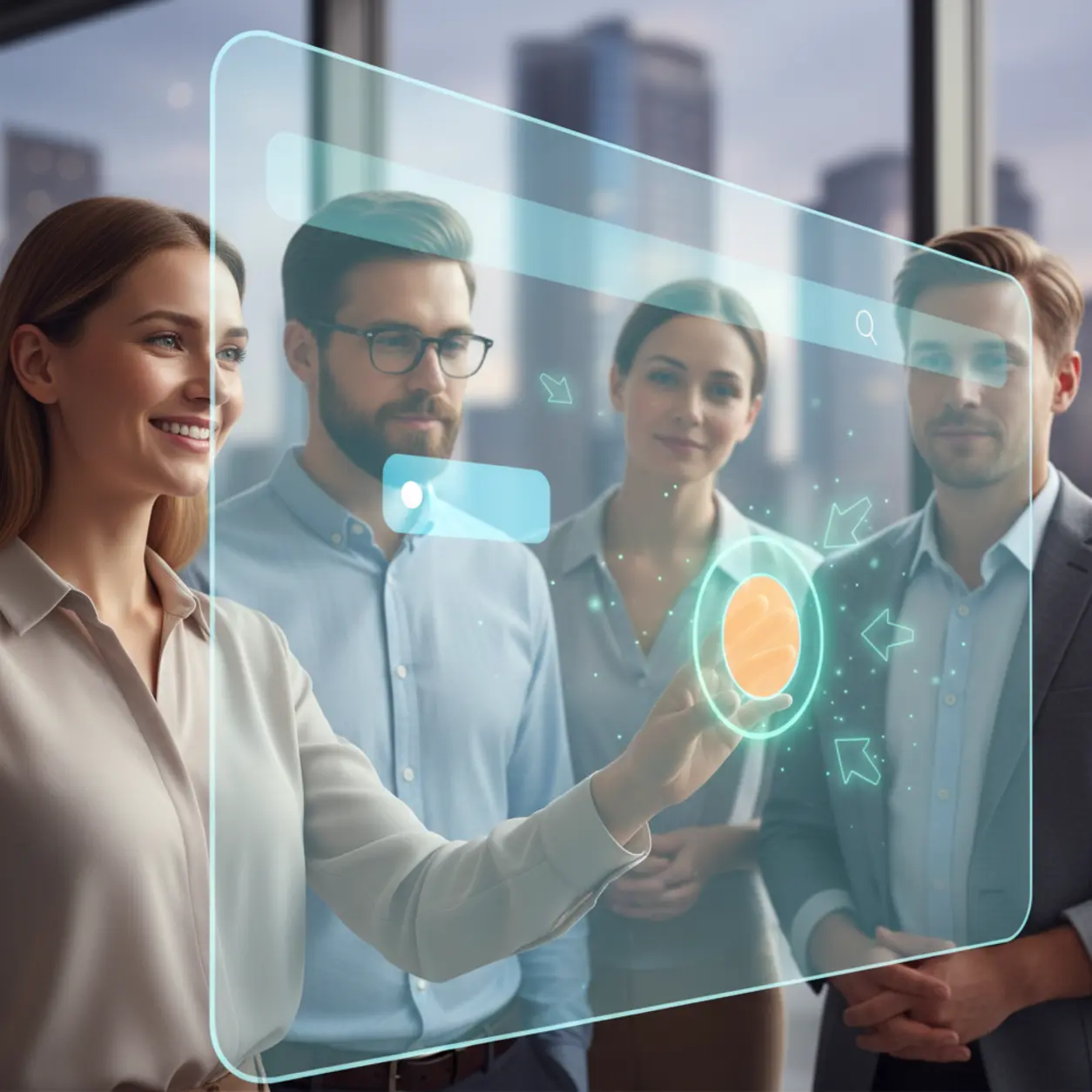 Satisfied users interacting with the interface.