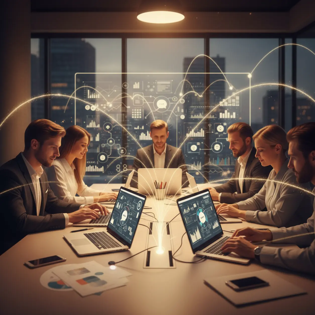 Teamwork on an innovative project in a modern office.