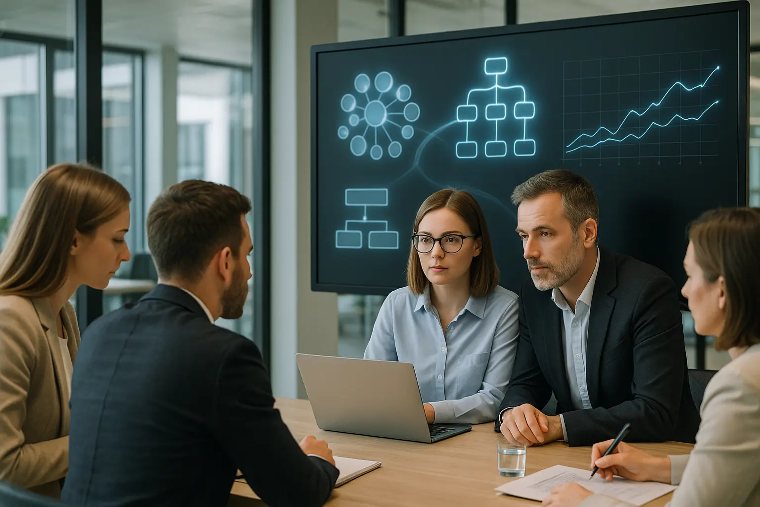 Zespół pracuje nad strategią contentową z AI.