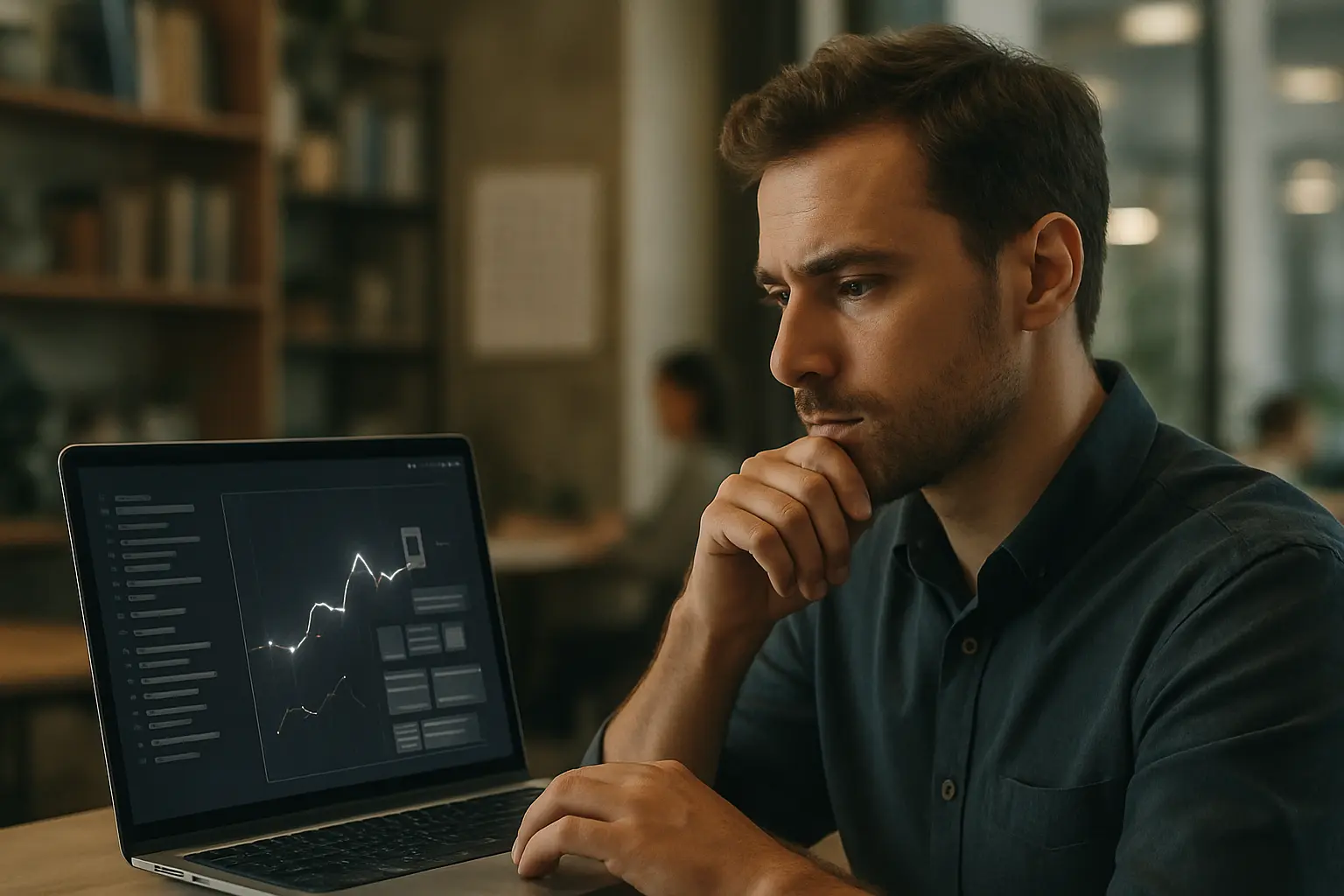Careful work with data in a modern office.