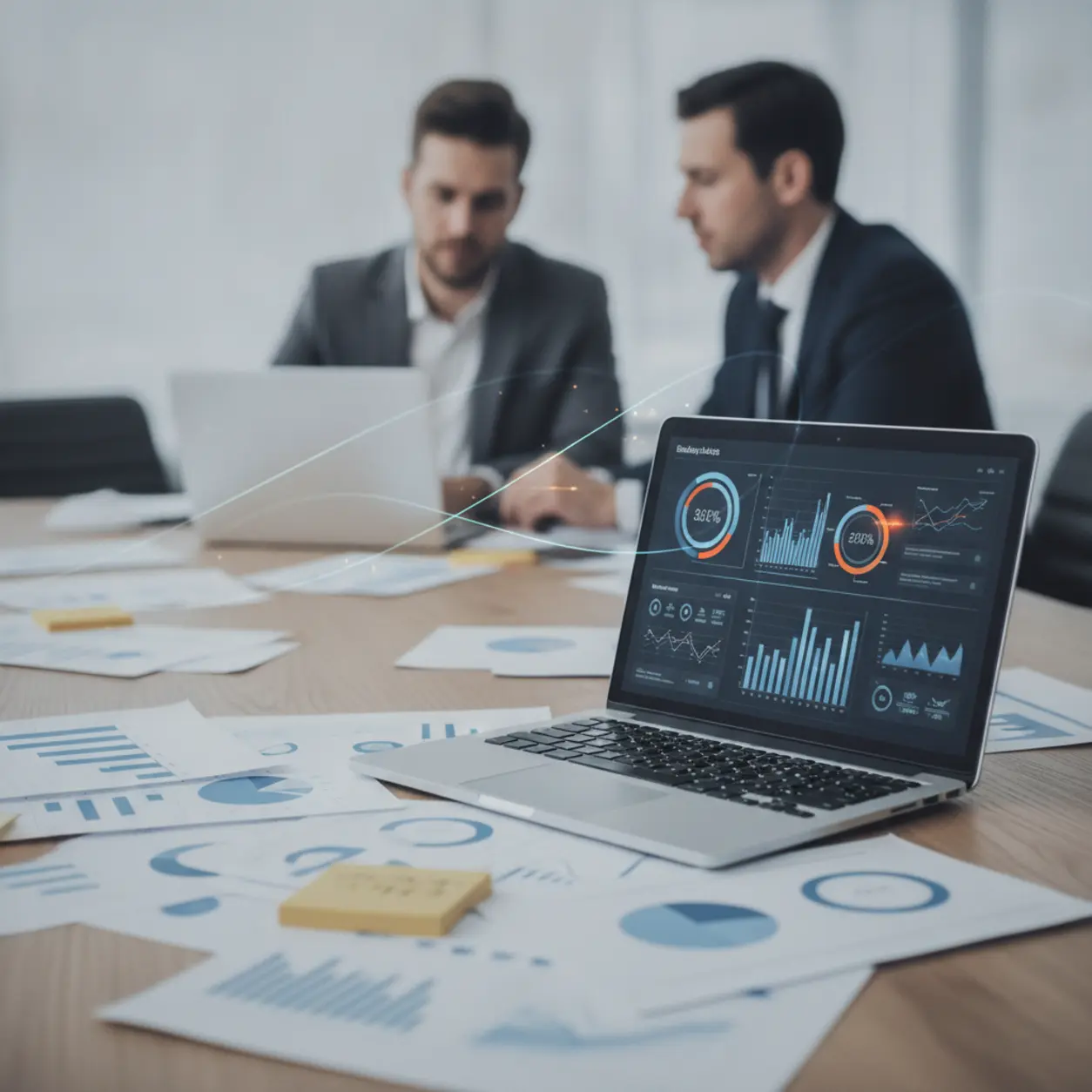 Data analysis in a modern office.