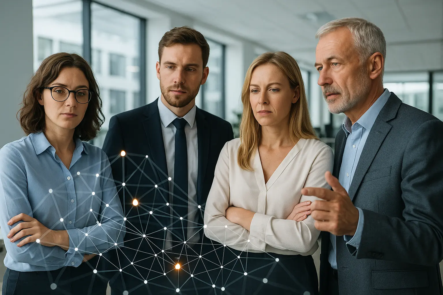 Professionals over a data hologram