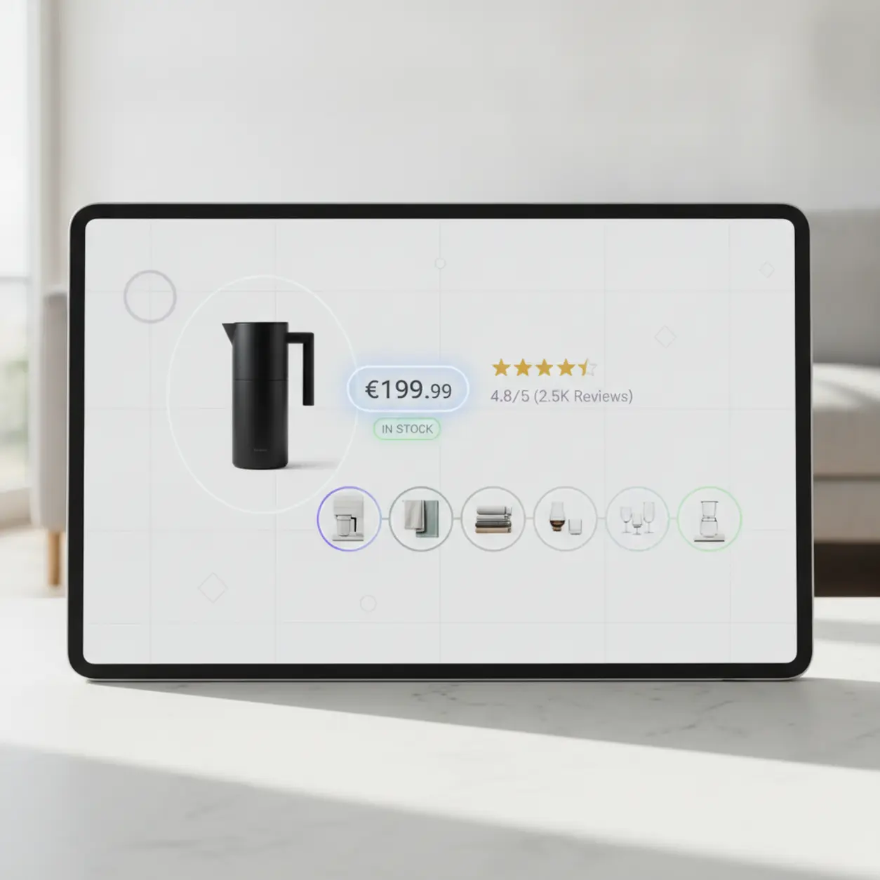 Nowoczesna, jasna strona e-commerce z produktami.