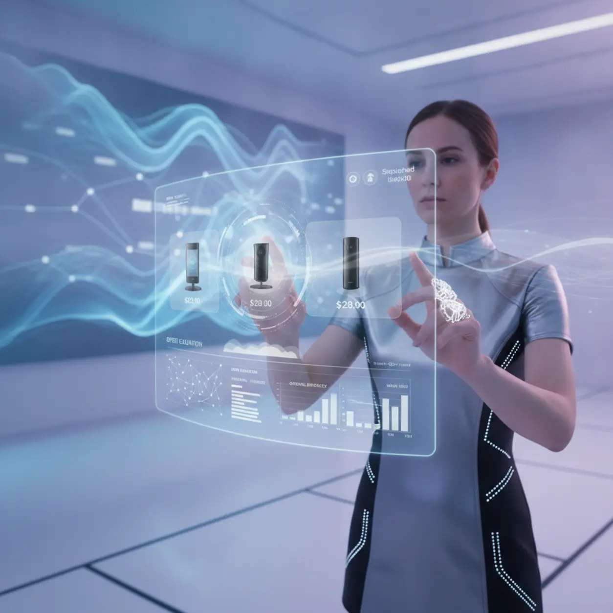 AI comparing offers on a futuristic display.