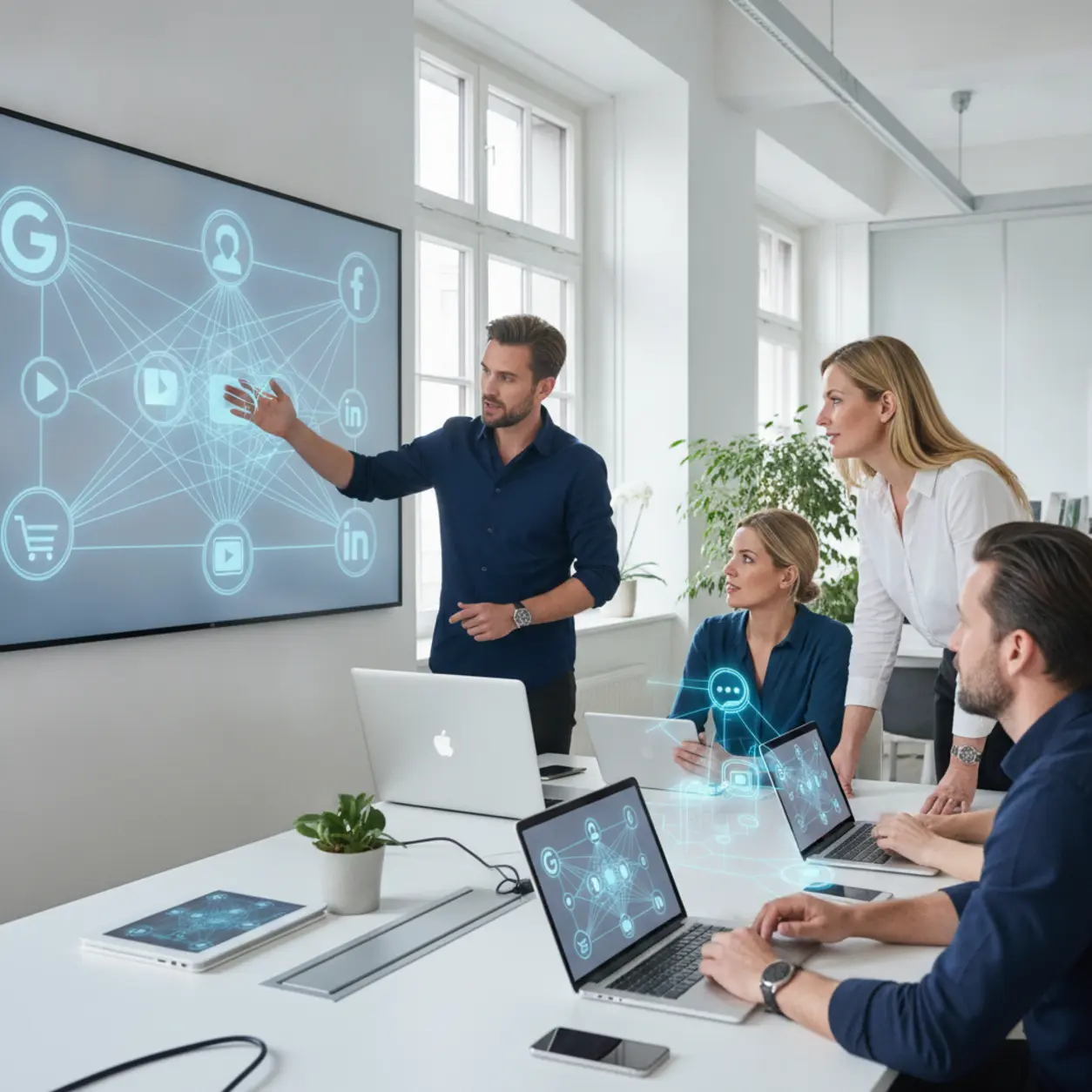 A team building online visibility.