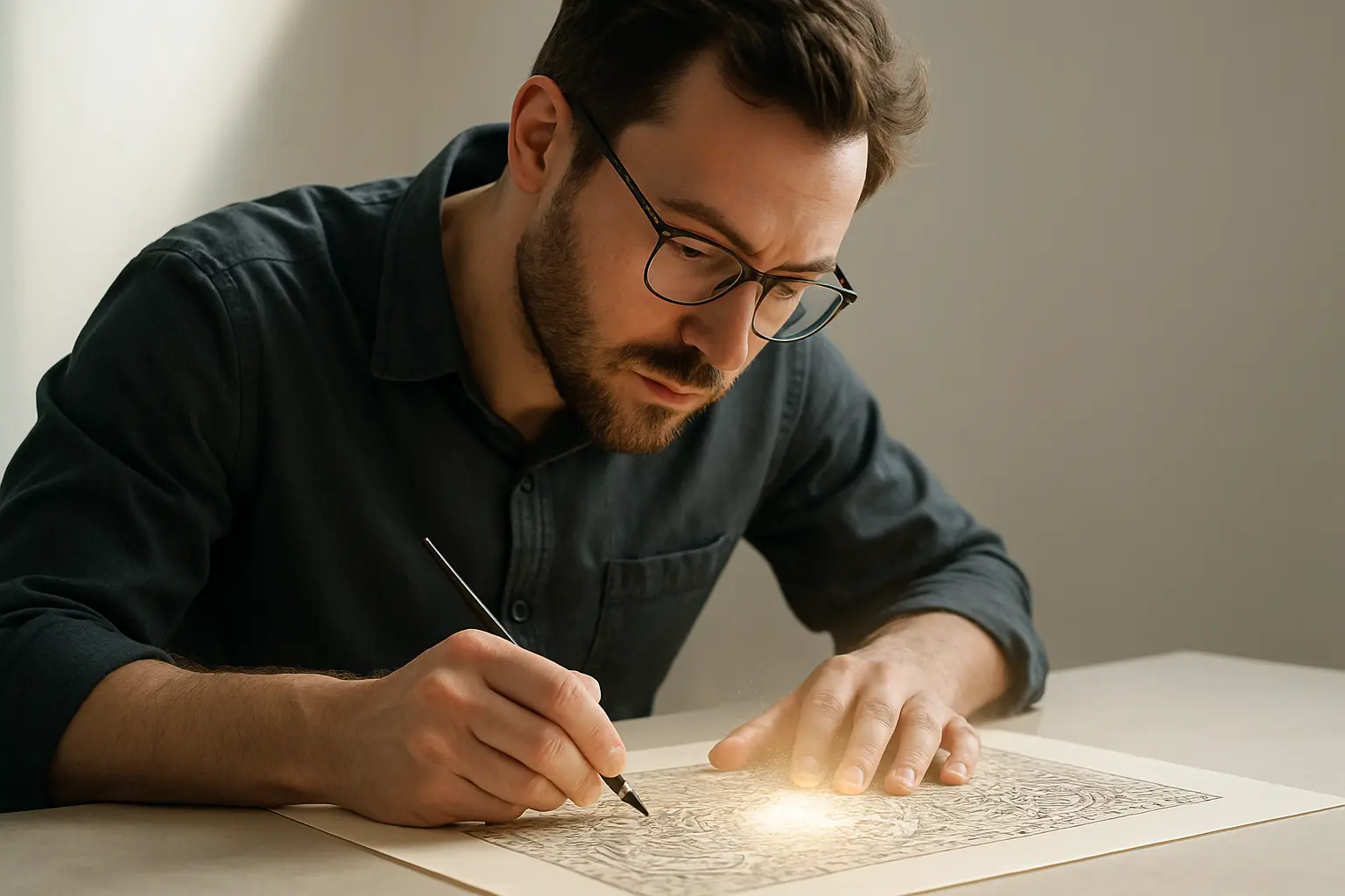 An artist creating a work with a human touch.
